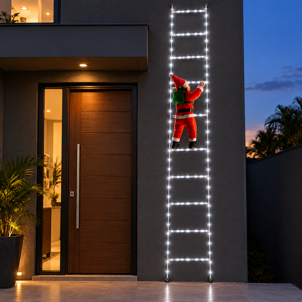 Papai Noel Escalador com Luzes LED RGB – 3 Metros