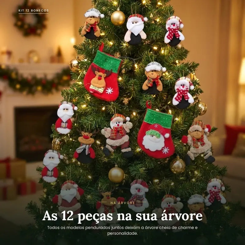 Kit 12 Enfeites de Natal para Árvore