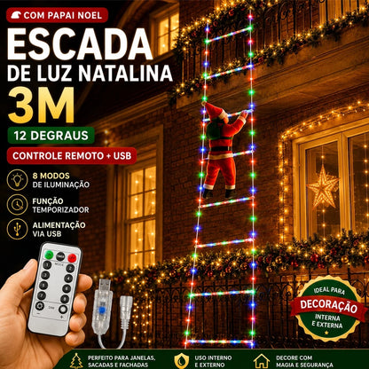 Papai Noel Escalador com Luzes LED RGB – 3 Metros