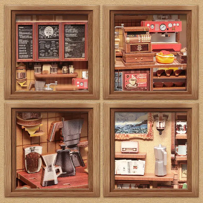 Cafeteria de Esquina — Kit Book Nook 3D com LED