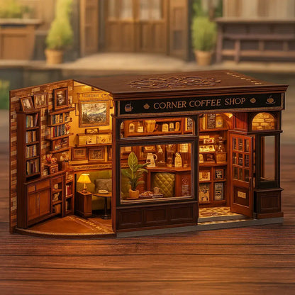 Cafeteria de Esquina — Kit Book Nook 3D com LED