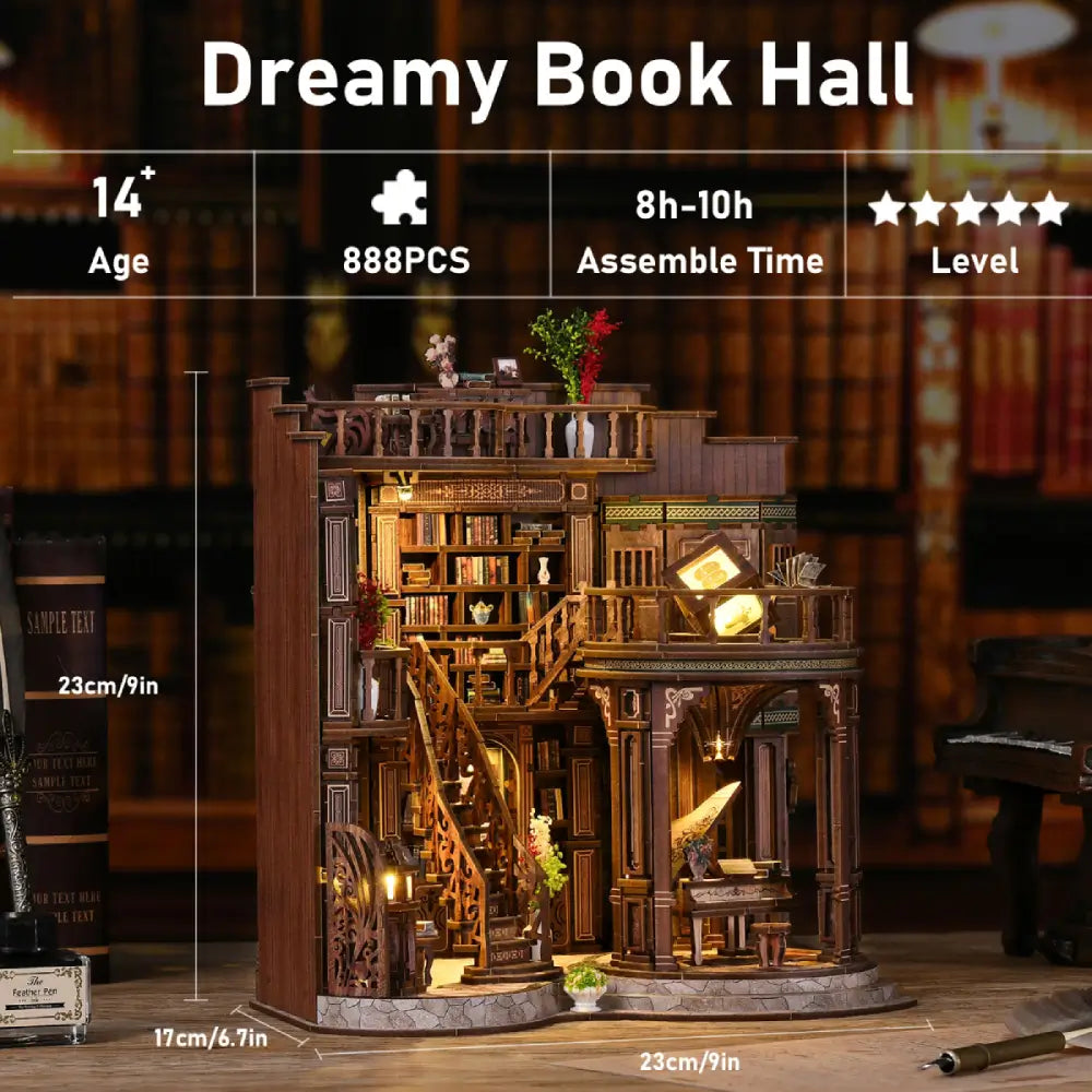 Mini Biblioteca dos Sonhos — Kit Book Nook 3D com LED