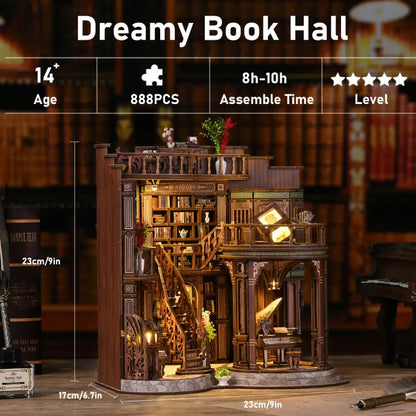 Mini Biblioteca dos Sonhos — Kit Book Nook 3D com LED
