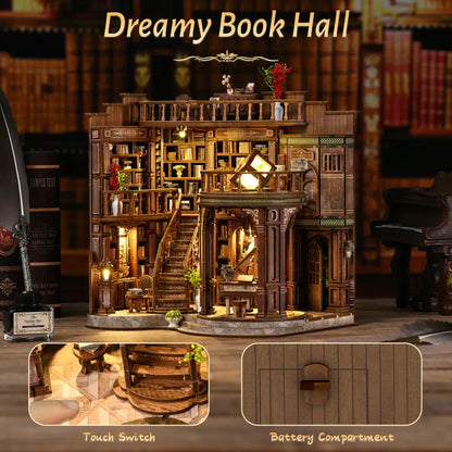 Mini Biblioteca dos Sonhos — Kit Book Nook 3D com LED