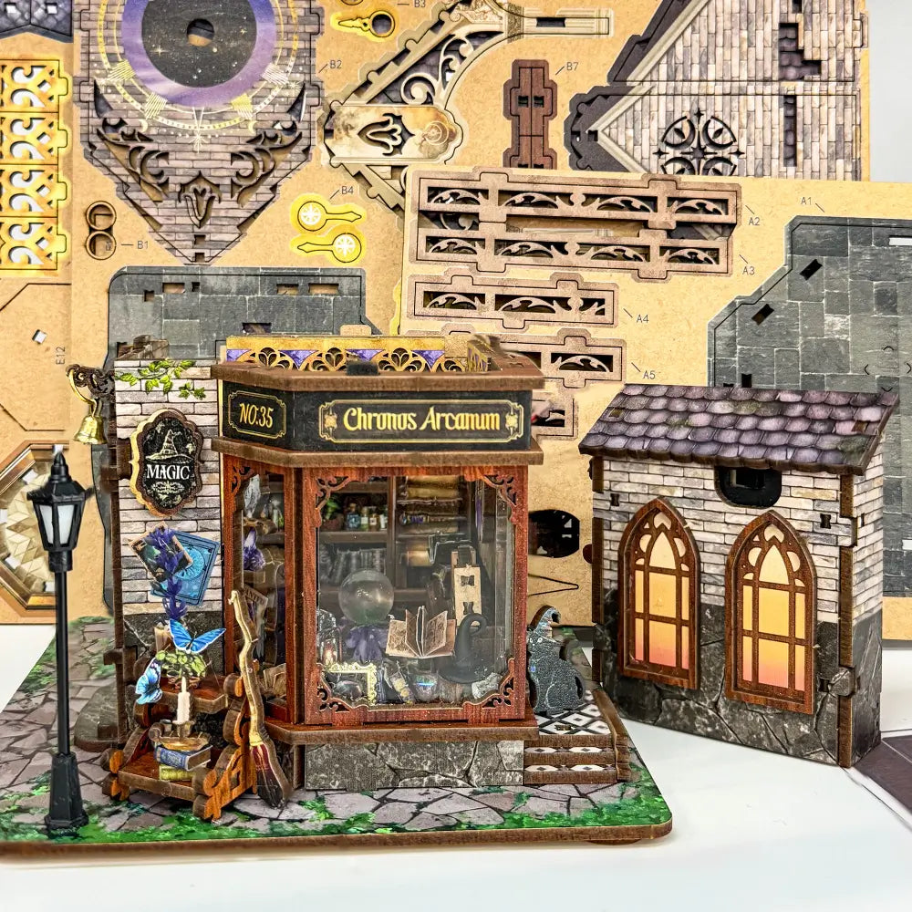 Torre do Relógio Mágico — Kit Book Nook 3D com LED e Caixa de Música
