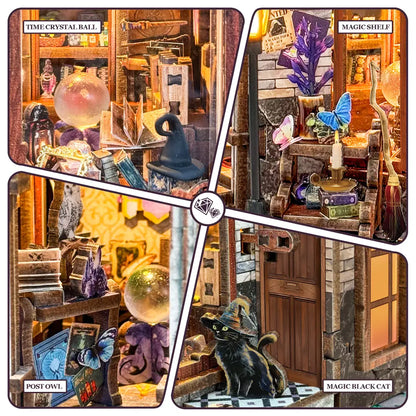 Torre do Relógio Mágico — Kit Book Nook 3D com LED e Caixa de Música