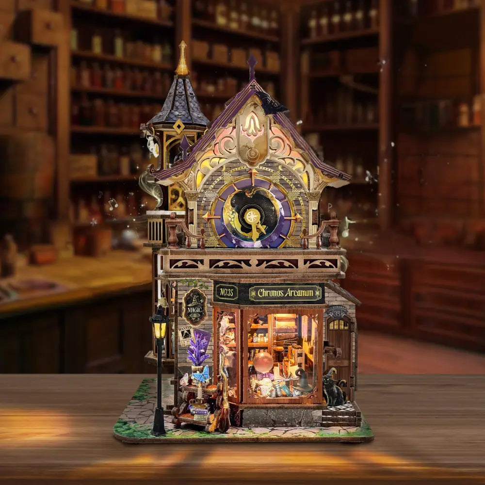 Torre do Relógio Mágico — Kit Book Nook 3D com LED e Caixa de Música