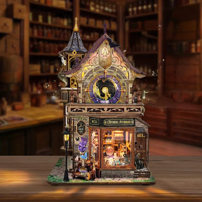 Torre do Relógio Mágico — Kit Book Nook 3D com LED e Caixa de Música
