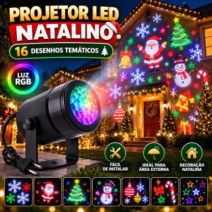 Projetor Led Natalino - 16 Projeções - Bivolt