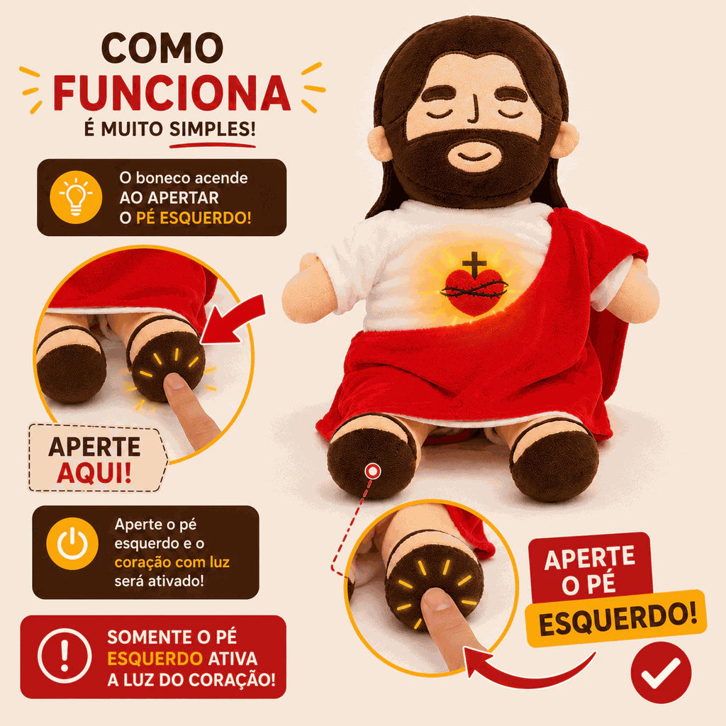 Boneco Pelúcia Jesus Que Respira