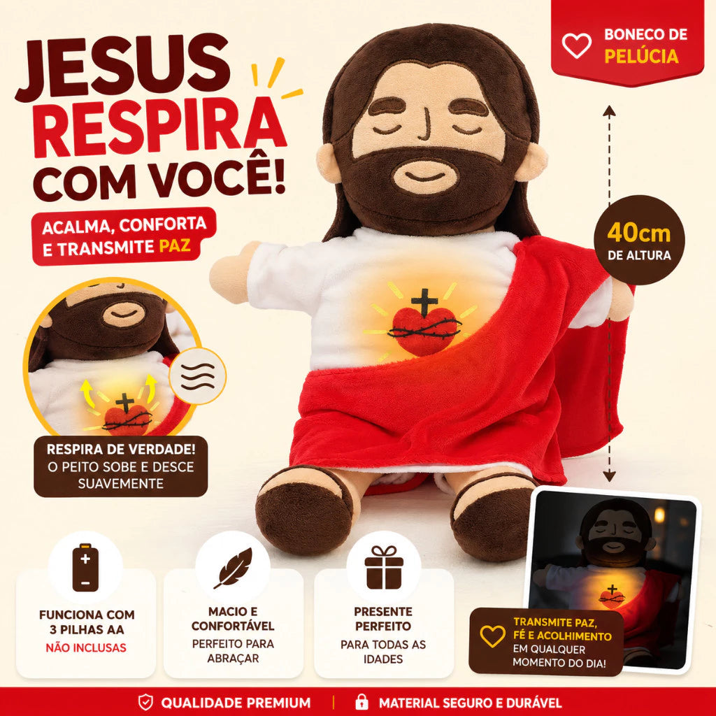 Boneco Pelúcia Jesus Que Respira