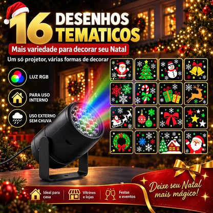Projetor Led Natalino - 16 Projeções - Bivolt